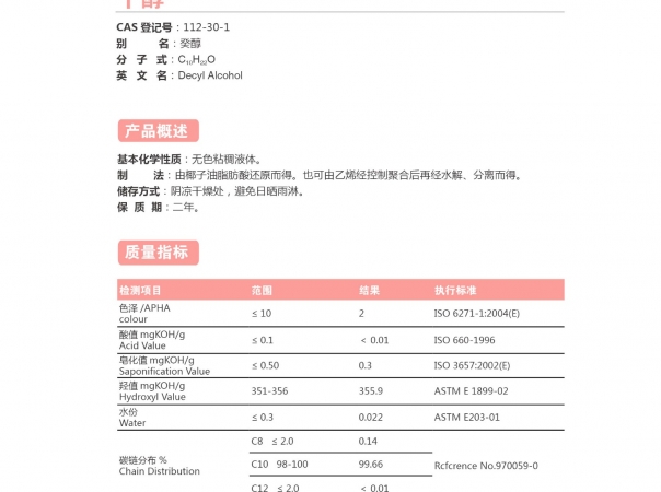 正癸醇（十醇）